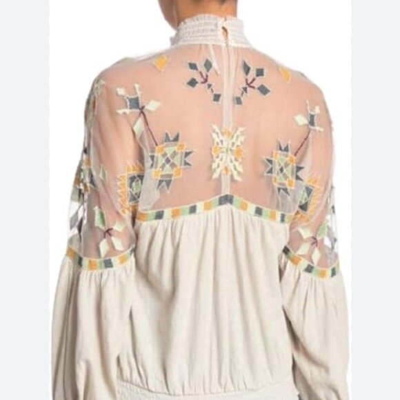 Free People Cream and Multicolor Embroidered Blouse - Picture 2 of 15